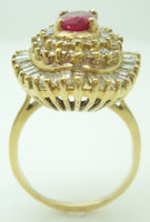 14K Gold Ballerina 1.04ct Genuine Natural Ruby Ring with Diamonds (#J576)