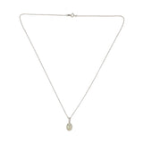 Platinum Oval Australian .60ct Genuine Opal and Diamond Halo Pendant (#J7426)