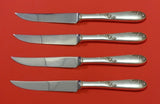 Sweetheart Rose by Lunt Sterling Silver Steak Knife Set 4pc HHWS Custom 8 1/2"