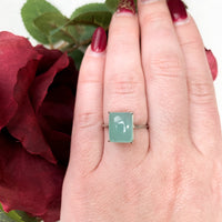 18k White Gold 5.73 Carat Genuine Natural Aquaprase Ring Size 7.5 (#J7215)