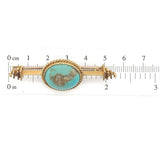 Victorian 14k Yellow Gold Genuine Natural Turquoise Bar Pin Jewelry (#J6047)
