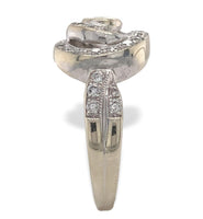 14k White Gold .32ct Genuine Natural Emerald and Diamond Ring Size 6.5 (#J7165)