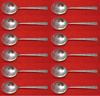 Rambler Rose by Towle Sterling Silver Cream Soup Spoon Set 12 pieces 6 3/8"