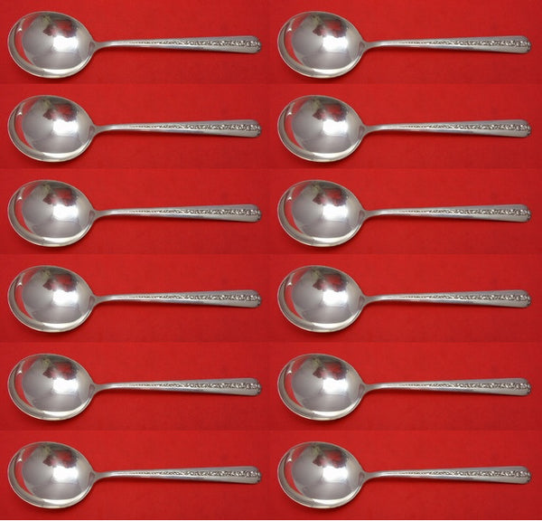 Rambler Rose by Towle Sterling Silver Cream Soup Spoon Set 12 pieces 6 3/8"