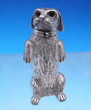 Silverplate Pepper Shaker Form of Dog Brown Glass Eyes Victorian 2 3/4" (#9027)