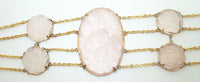 14k Gold Genuine Natural Rose Quartz Bracelet and Earring Set (#J2470)