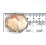 14k Yellow Gold Genuine Natural Shell Cameo Pin Filigree Applied Leaves (#J6244)