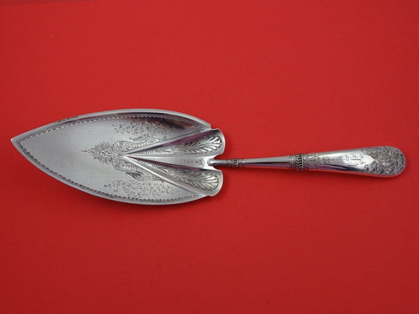 Gorham Sterling Silver Fish Server AS HH Bright-Cut Applied Border 12" c.1870