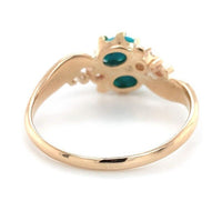 10k Rose Gold Victorian Genuine Natural Turquoise and Diamond Ring 5.5 (#J6569)