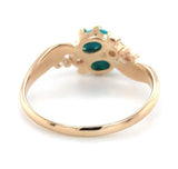 10k Rose Gold Victorian Genuine Natural Turquoise and Diamond Ring 5.5 (#J6569)