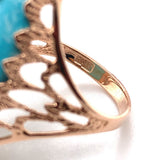 14k Rose Gold 6.59 Carat Genuine Natural Turquoise Ring Size 6 (#J7492)