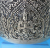 India Sterling Silver Bowl with Krishna c.1930 4 1/2" Tall x 8" 15.2 ozt (#5510)