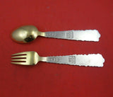 Christmas by A. Michelsen Sterling Silver Fork and Spoon Set 2pc 1956 Flowers