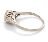 Art Deco 14k White Gold .49ct Genuine Natural Ruby Ring Hand Engraved (#J6388)