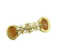 9k Yellow Gold Pin with Pair of Shell Genuine Natural Cameos (#J335)