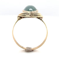 10k Yellow Gold Handwrought Genuine Natural Moss Agate Ring Size 5 (#J6580)