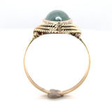 10k Yellow Gold Handwrought Genuine Natural Moss Agate Ring Size 5 (#J6580)