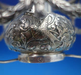 Dutch .833 Silver Warming Stand with Burner Cast Figural Faces Swags Birds #6534