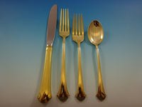 Chippendale Gold by Towle Sterling Silver Flatware Service Set 6 Vermeil 24 Pcs