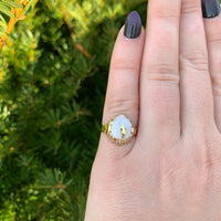 10k Gold 1.57 Carat Genuine Natural Gold Vein Quartz Ring Size 4.75 (#J7018)