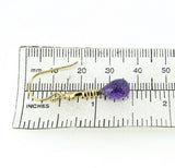 14k Gold 6.26 Carat TW Briolette Genuine Amethyst Diamond Drop Earrings (#J4478)