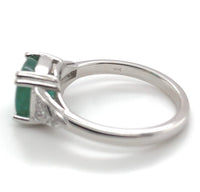 18k White Gold 2.23 Carat Genuine Natural Emerald Diamond Ring Size 6.5 (#J7011)
