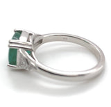 18k White Gold 2.23 Carat Genuine Natural Emerald Diamond Ring Size 6.5 (#J7011)