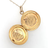 10k Yellow Gold Round Engraved Locket with 14k Chain Jewelry "Donjia" (#J6525)