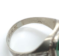10k Gold Green Genuine Natural Onyx / Chrysoprase Men's Ring with Mono (#J6217)