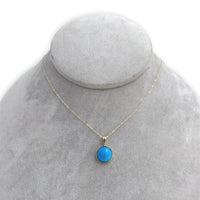 14k 3.50 Carat Ithaca Peak Very Blue Genuine Turquoise Pendant w/ Chain (#J7256)