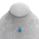 14k 3.50 Carat Ithaca Peak Very Blue Genuine Turquoise Pendant w/ Chain (#J7256)