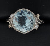 14k White Gold 2.86ct Genuine Natural Aquamarine and Diamond Ring (#J6147)