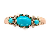 10k Rose Gold Victorian Genuine Natural Turquoise Ring Size 7.25 (#J6562)