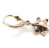 10k Yellow Gold Victorian Turquoise and Seed Pearl Flower Dangle Earrings #J6344