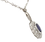 14k White Gold Genuine Natural Diamond Deco Style Pendant with Chain (#J7301)