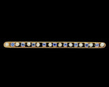 10k Yellow Gold Antique Montana Sapphire and Pearl Bar Pin Jewelry (#J7046)