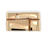 14k Yellow Gold Men's Modern Designer Ring with Brick Design Size 8.25 (#J7303)