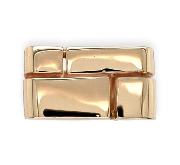14k Yellow Gold Men's Modern Designer Ring with Brick Design Size 8.25 (#J7303)