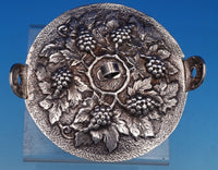 Italian Sterling Silver Fruit Bowl with underplate Barrel of Grapes  (#8372)