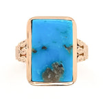 10k Rose Gold Victorian Kingman Genuine Natural Turquoise Ring Size 6.5 (#J6564)
