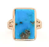 10k Rose Gold Victorian Kingman Genuine Natural Turquoise Ring Size 6.5 (#J6564)