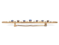 10k Yellow Gold Antique Blue Glass Doublets and Pearl Bar Pin (#J7047)