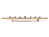10k Yellow Gold Antique Blue Glass Doublets and Pearl Bar Pin (#J7047)
