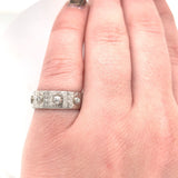 Platinum Genuine Natural Diamond Band with Floral Panels Size 6.25 (#J5865)