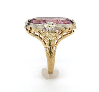 10k Yellow and White Gold Filigree Genuine Natural Amethyst Ring Flowers #J6346