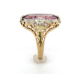 10k Yellow and White Gold Filigree Genuine Natural Amethyst Ring Flowers #J6346