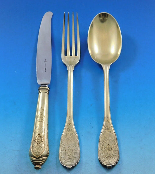 French Cardeilhac 950 Silver Vermeil Flatware Set Service Dessert 36 pieces