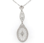 10k Gold Filigree Genuine Natural Rock Crystal Diamond Pendant w/Chain (#J6501)