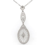 10k Gold Filigree Genuine Natural Rock Crystal Diamond Pendant w/Chain (#J6501)