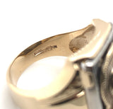 10k Yellow Gold Men's Double Warrior Gold Cameo Ring Black Enamel (#J6181)